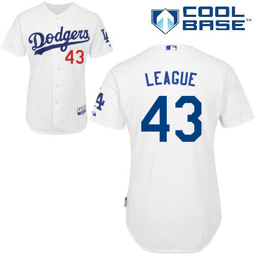 Brandon League #43 MLB Jersey-L A Dodgers Men's Authentic Home White Cool Base Baseball Jersey